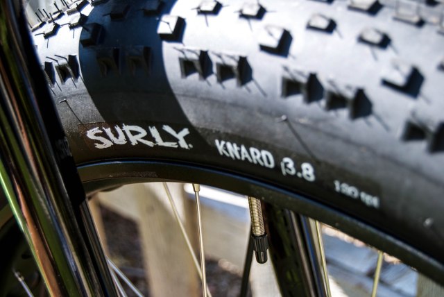 Surly Knard tires. The Farley comes with some stock Surly and Salsa components.