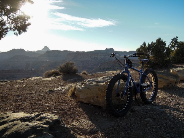At our camp, getting ready to ride.