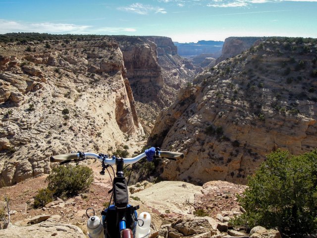 Looking down into Good Water Canyon. The new bars are On One Mary's.