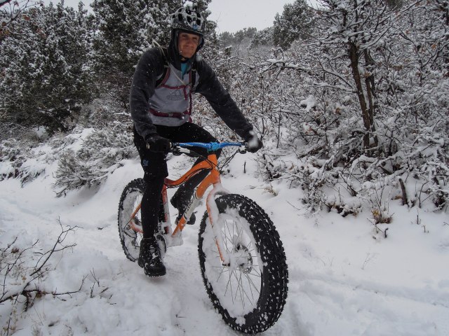 Alex on very fat tires (Bud and Lou).