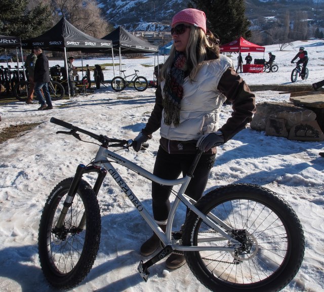 The Durango Hooey fat bike with the owner of the company (sorry, didn't get her name).