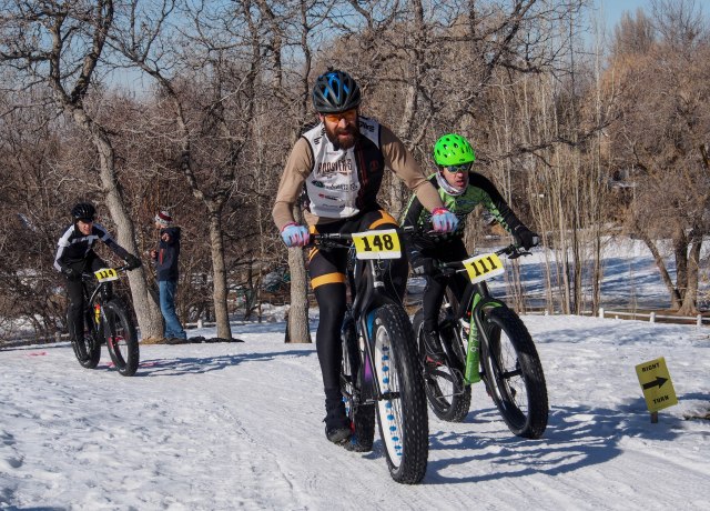 Jockeying for position near the end of the third lap. These three ended up the top three finishers.