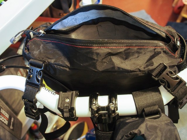 The RD pocket used alone as a handlebar bag.
