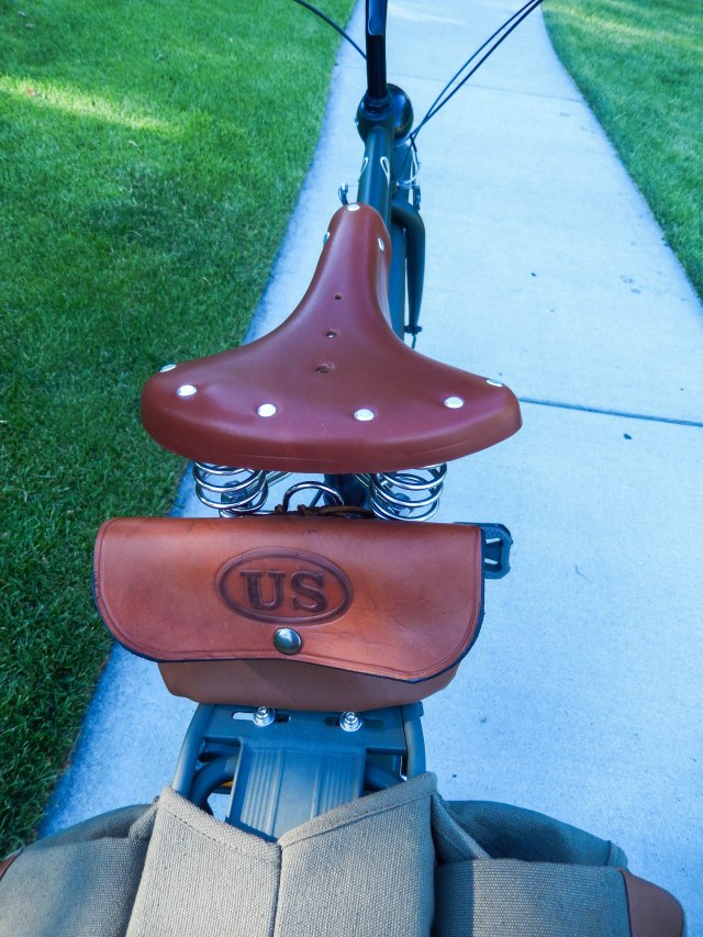 Custom seat bag and generic leather saddle.