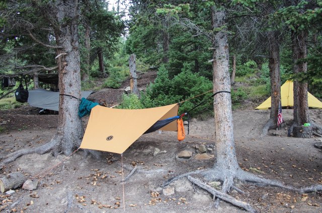 Our camp on the edge of the water.