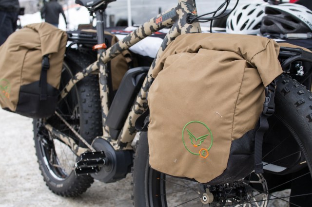 The Felt electric assist fatbike with Porcelain Rocket expedition panniers.