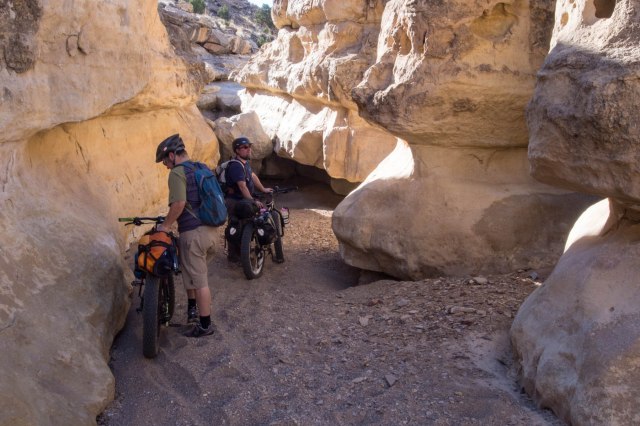 Exploring a small side canyon.