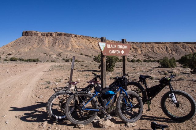 At the junction where the road heads down into Black Dragon Wash.