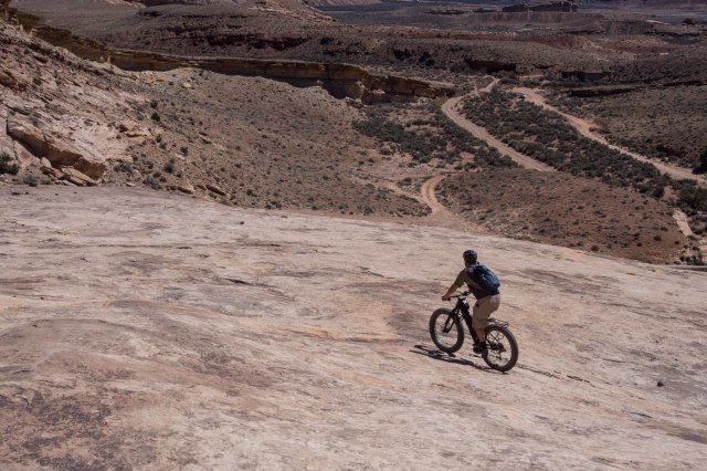 Heading down with the truck in the distance.