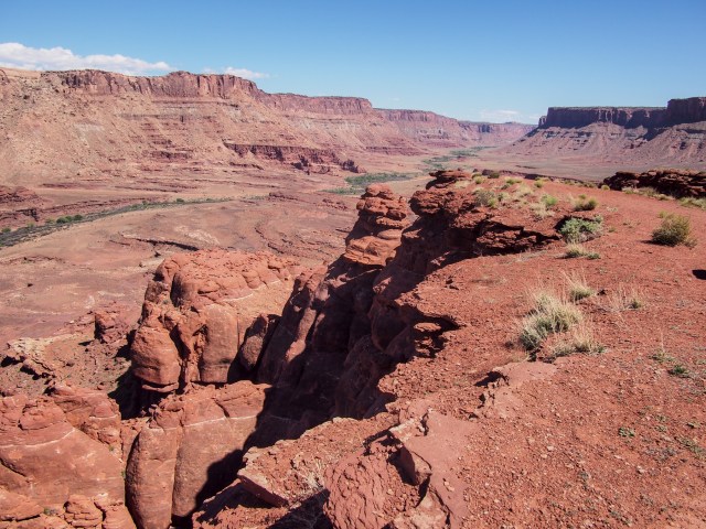 Kane Creek is the ribbon of green below. Our route headed up this drainage.