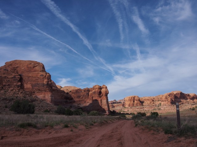 We camped just around the corner from this rock formation on the left.