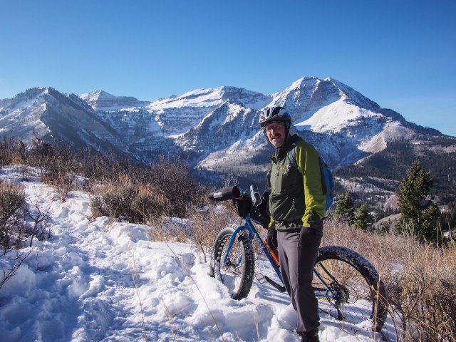 The Professor at the lookout, Mt. Timpanogos in the background.