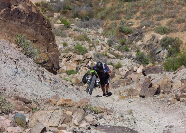 Climbing out of the river canyon