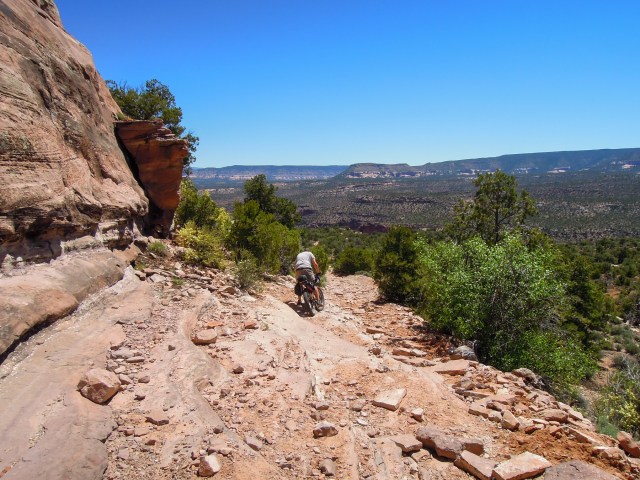 Heading down technical terrain