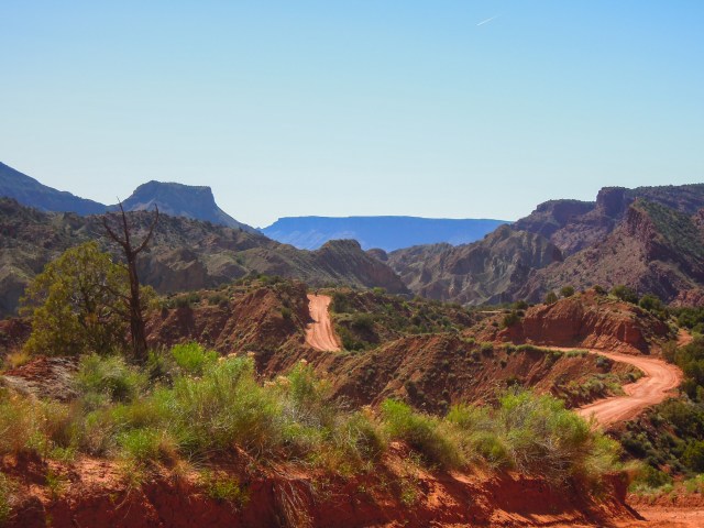 At the top of Fisher Valley, getting ready to descend