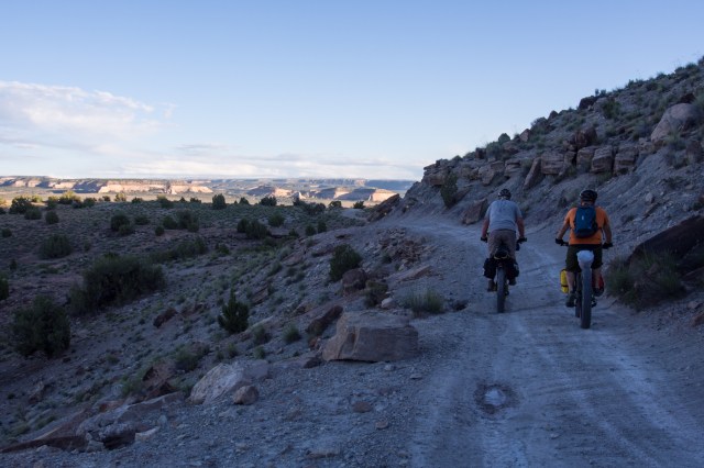 Riding in the shadows near the end of the first day.