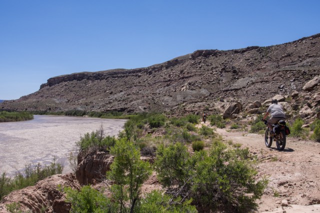 Leaving the river to climb the bluffs ahead