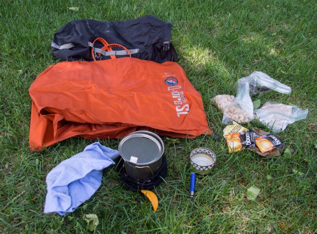 Outdoor Research 10 liter dry bag on the other fork
